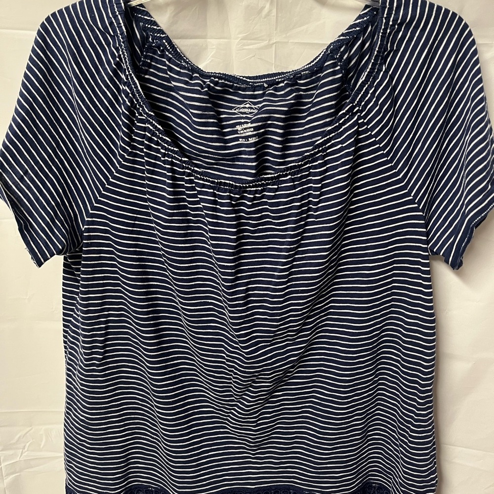 St. John's Bay Navy and White Striped Blouse